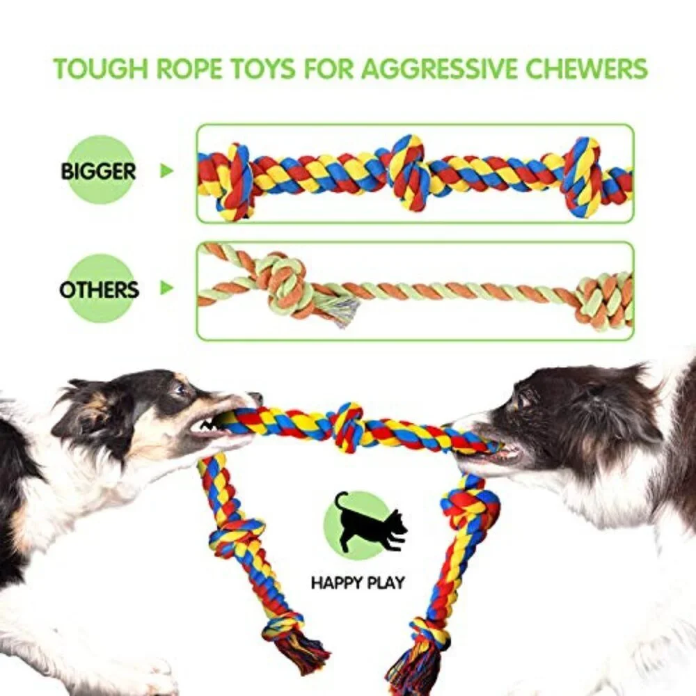 Indestructible Dog Rope Toys Heavy Duty Aggressive Chewers Large Breed Set